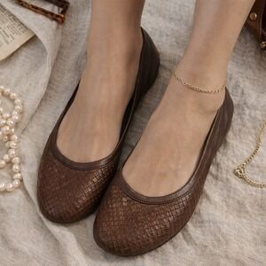 Cole Haan Woven Leather Ballet Flats – Women's 8.5‎ Brown Slip-On